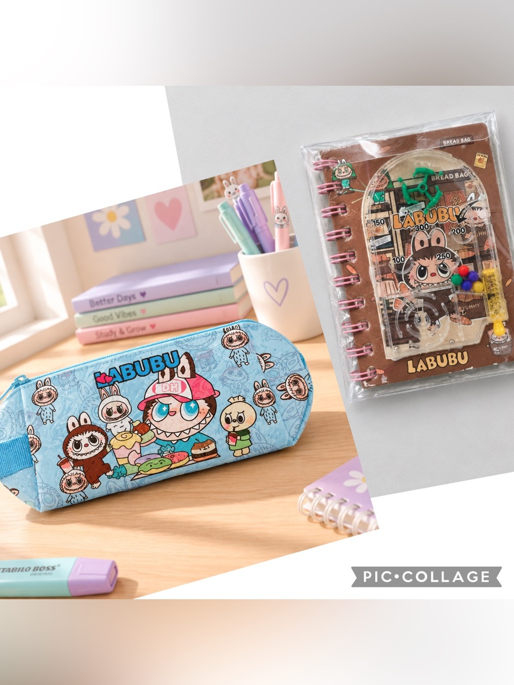 NWT Gift Set Cosmetic Pencil Bag and Small Spiral Notebook Cartoon Random Color